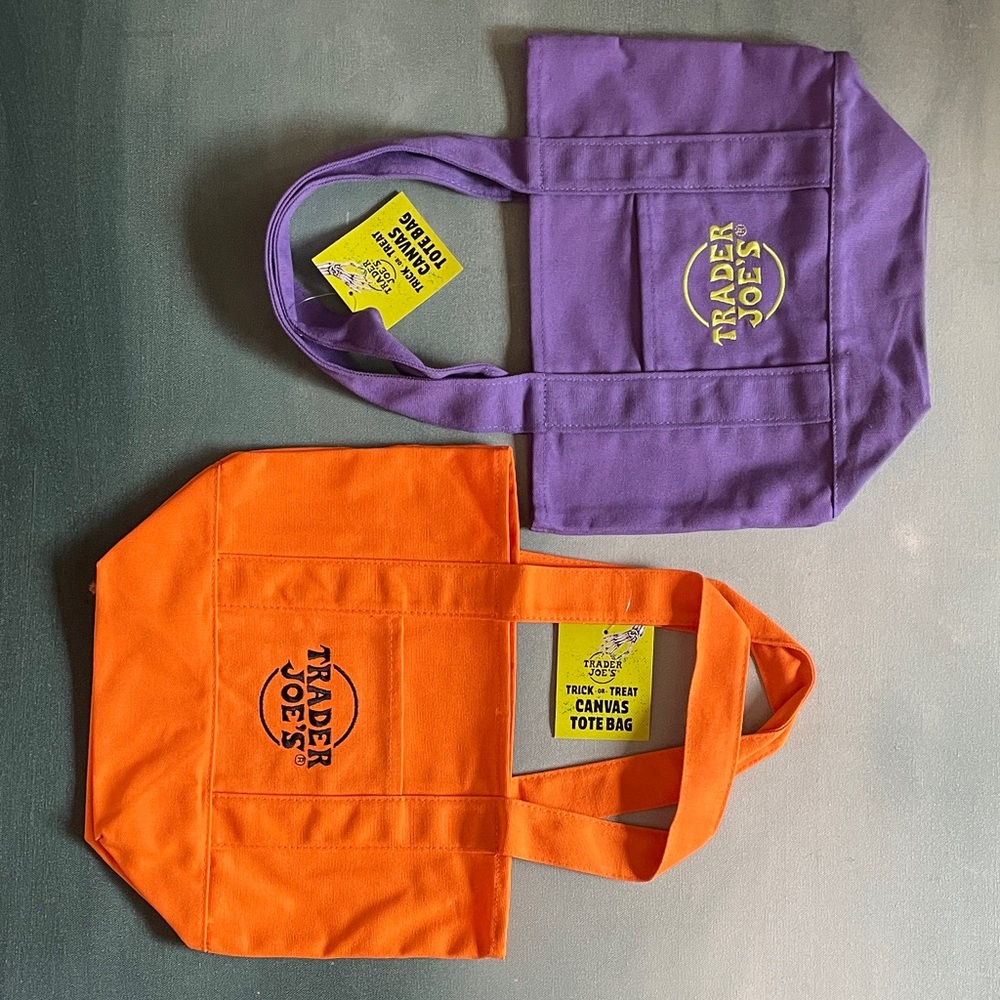 Trader Joes Mini Totes Halloween Purple Orange